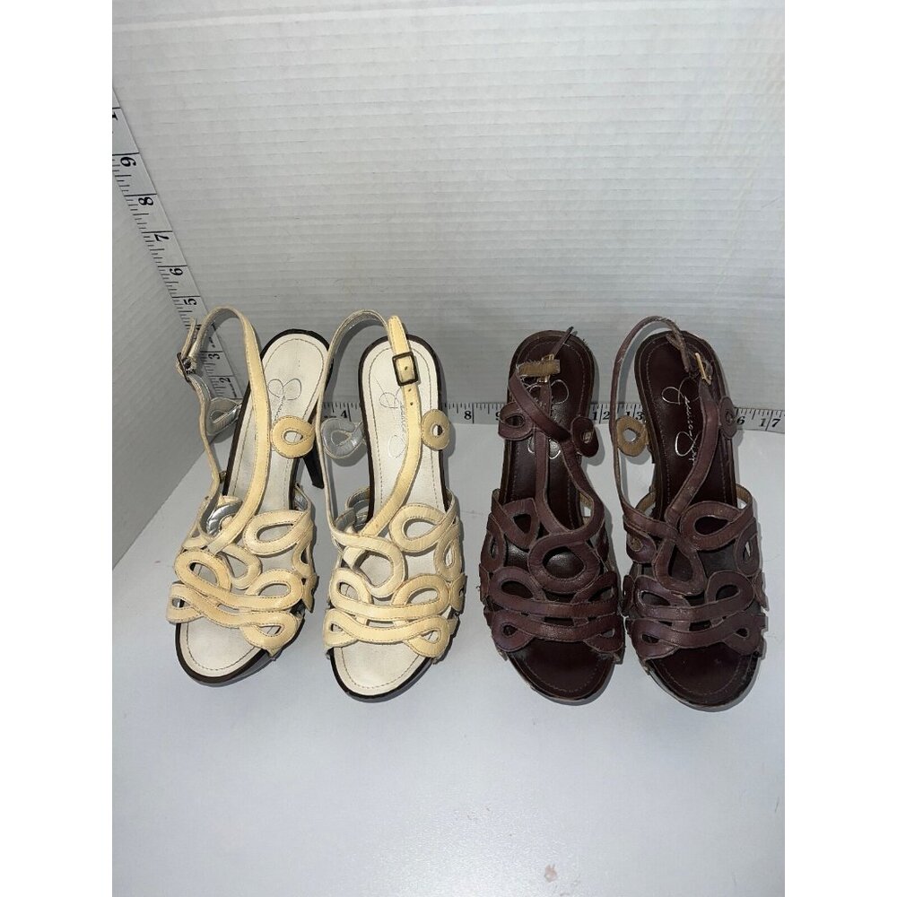 LOT of 2 Women's 6 1/2B wood Heels Shoes Browns JESSICA SIMPSON JS-GENAVIV